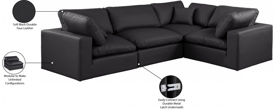 Comfy 119" Vegan Leather Upholstered 4pc. Modular Sectional