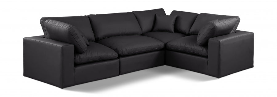 Comfy 119" Vegan Leather Upholstered 4pc. Modular Sectional