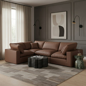 Comfy 119" Vegan Leather Upholstered 4pc. Modular Sectional