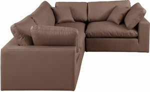 Comfy 119" Vegan Leather Upholstered 4pc. Modular Sectional
