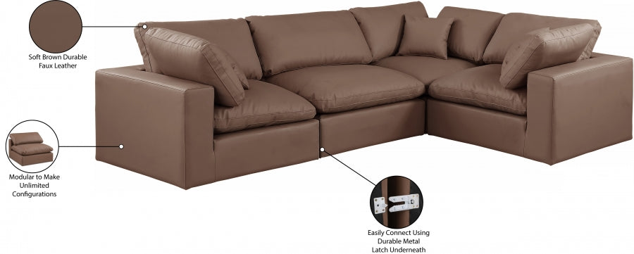 Comfy 119" Vegan Leather Upholstered 4pc. Modular Sectional