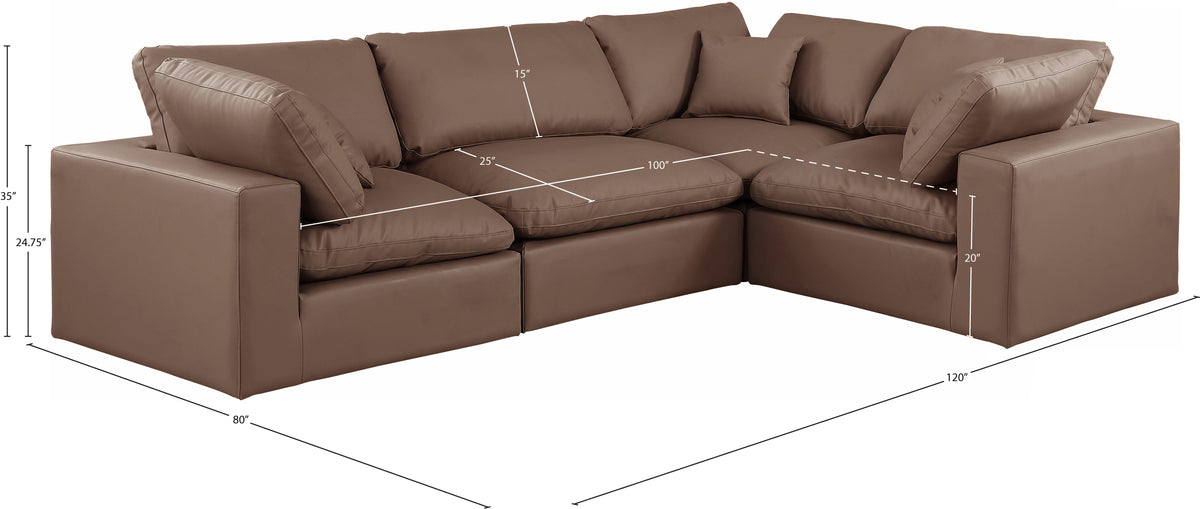 Comfy 119" Vegan Leather Upholstered 4pc. Modular Sectional