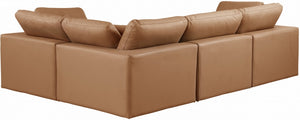 Comfy 119" Vegan Leather Upholstered 4pc. Modular Sectional Cognac
