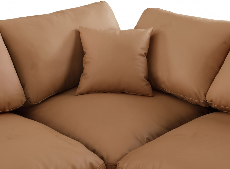 Comfy 119" Vegan Leather Upholstered 4pc. Modular Sectional Cognac