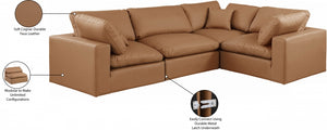 Comfy 119" Vegan Leather Upholstered 4pc. Modular Sectional Cognac