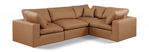 Comfy 119" Vegan Leather Upholstered 4pc. Modular Sectional Cognac