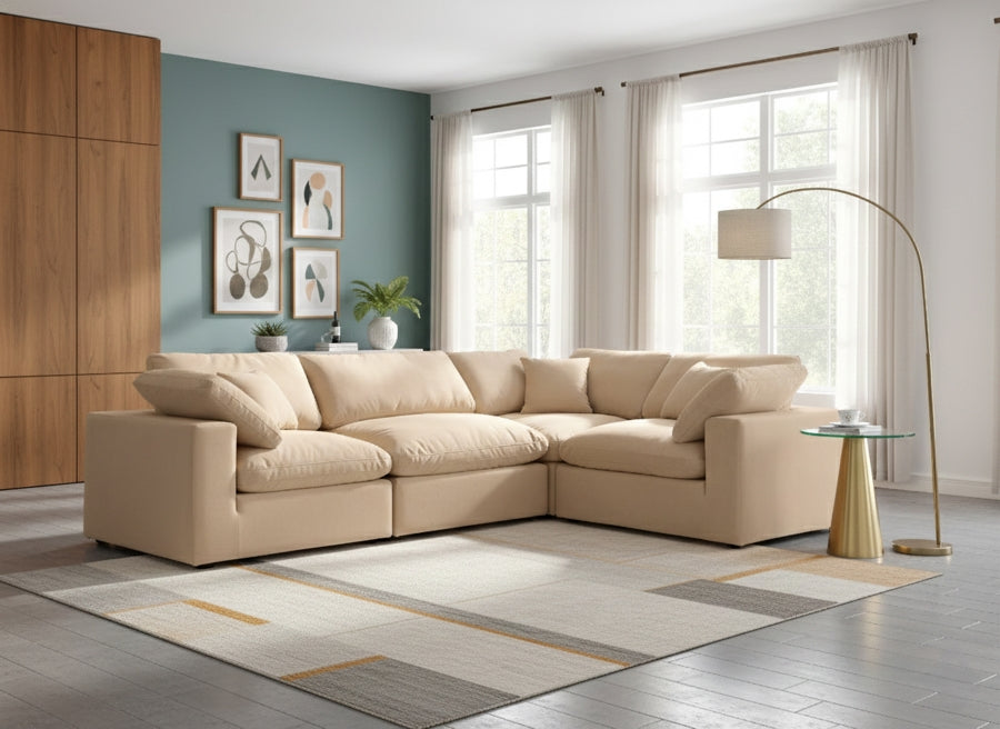 Comfy 119" Velvet Upholstered 4pc. Modular Sectional