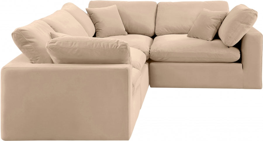 Comfy 119" Velvet Upholstered 4pc. Modular Sectional
