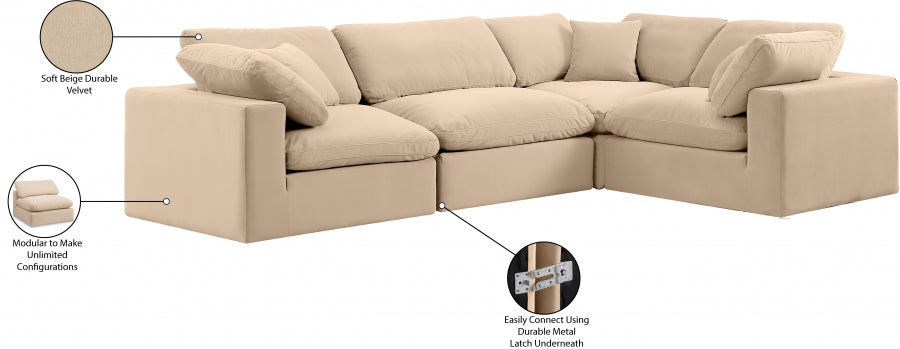 Comfy 119" Velvet Upholstered 4pc. Modular Sectional