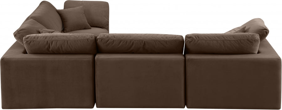 Comfy 119" Velvet Upholstered 4pc. Modular Sectional Brown