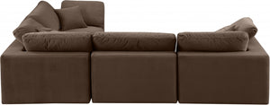 Comfy 119" Velvet Upholstered 4pc. Modular Sectional Brown