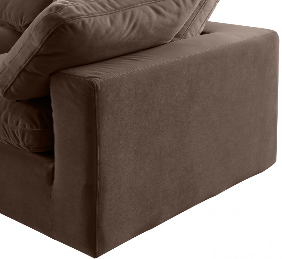 Comfy 119" Velvet Upholstered 4pc. Modular Sectional Brown