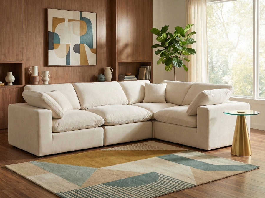 Comfy 119" Velvet Upholstered 4pc. Modular Sectional