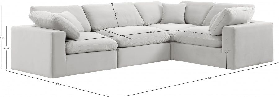 Comfy 119" Velvet Upholstered 4pc. Modular Sectional