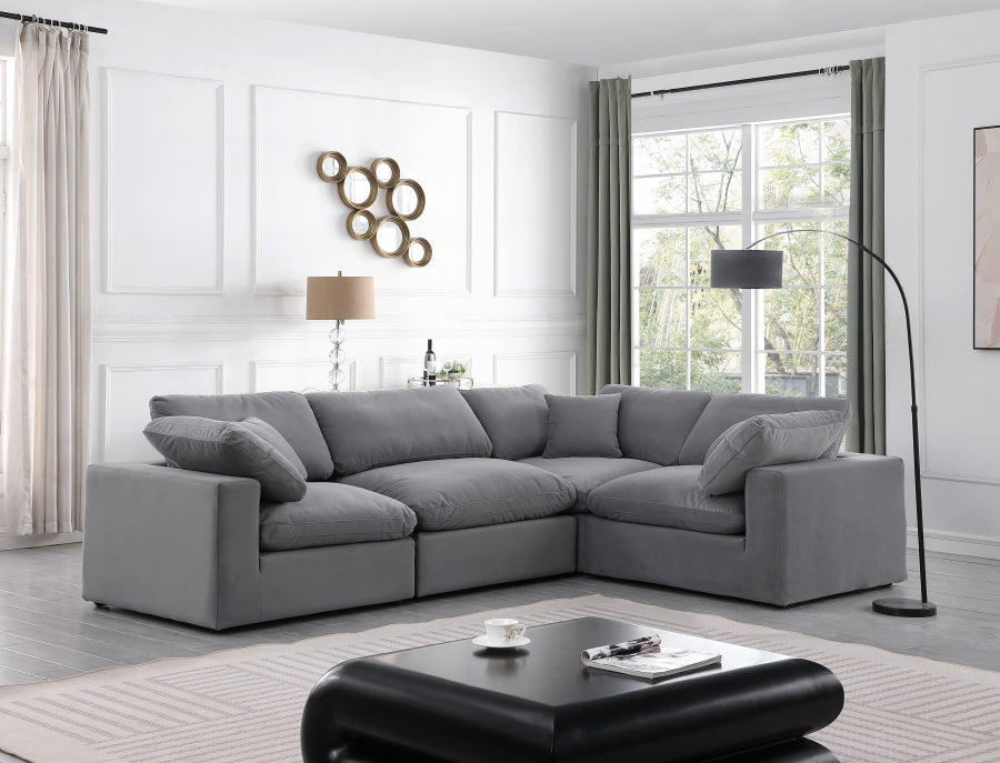 Comfy 119" Velvet Upholstered 4pc. Modular Sectional
