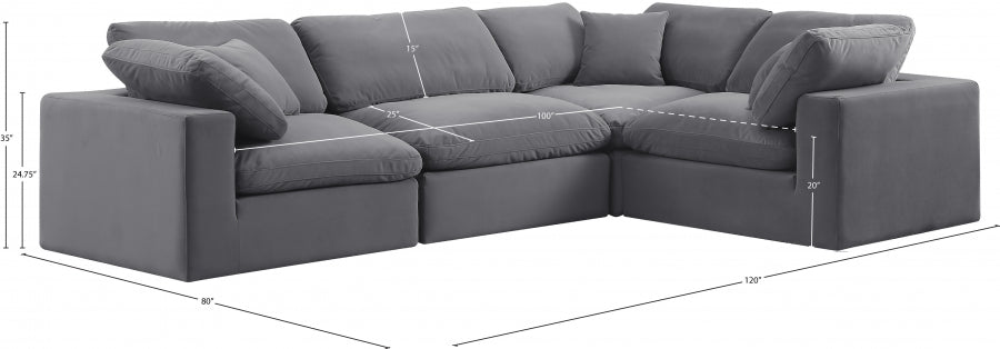 Comfy 119" Velvet Upholstered 4pc. Modular Sectional