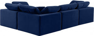 Comfy 119" Velvet Upholstered 4pc. Modular Sectional Blue