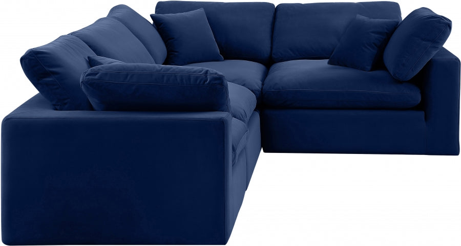 Comfy 119" Velvet Upholstered 4pc. Modular Sectional Blue
