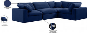 Comfy 119" Velvet Upholstered 4pc. Modular Sectional Blue