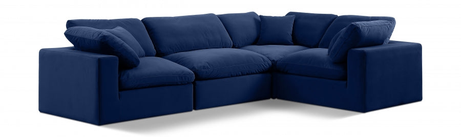 Comfy 119" Velvet Upholstered 4pc. Modular Sectional Blue