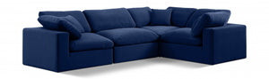Comfy 119" Velvet Upholstered 4pc. Modular Sectional Blue