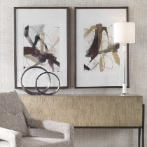 BURGUNDY INTERJECTION FRAMED PRINTS, S/2