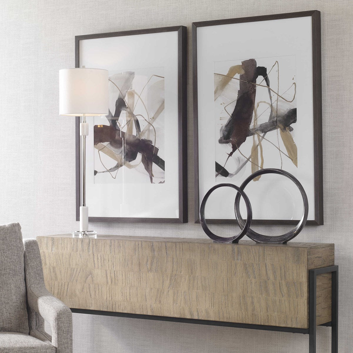 BURGUNDY INTERJECTION FRAMED PRINTS, S/2