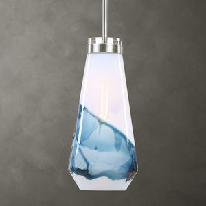 Windswept Blue & White 1 Lt Mini Pendant