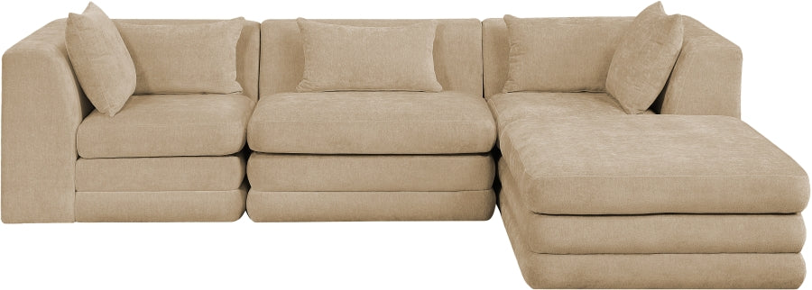Stellar 114" Chenille Fabric Upholstered 4Pc. Modular Sectional