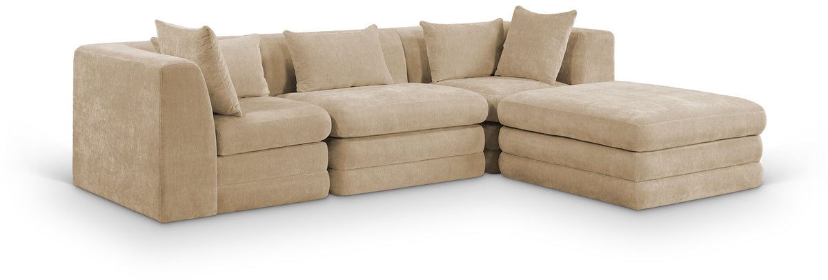 Stellar 114" Chenille Fabric Upholstered 4Pc. Modular Sectional