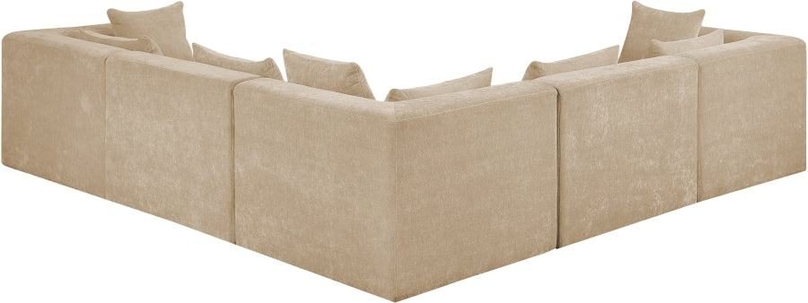 Stellar 114" Chenille Fabric Upholstered 5Pc. Modular Sectional Beige