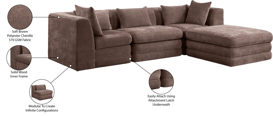 Stellar 114" Chenille Fabric Upholstered 4Pc. Modular Sectional