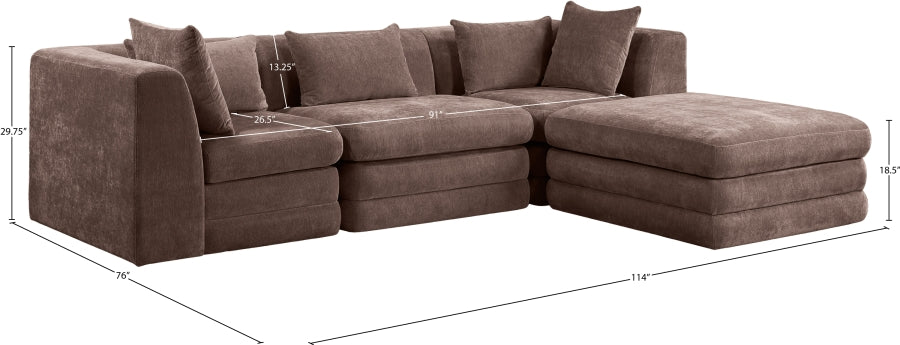 Stellar 114" Chenille Fabric Upholstered 4Pc. Modular Sectional