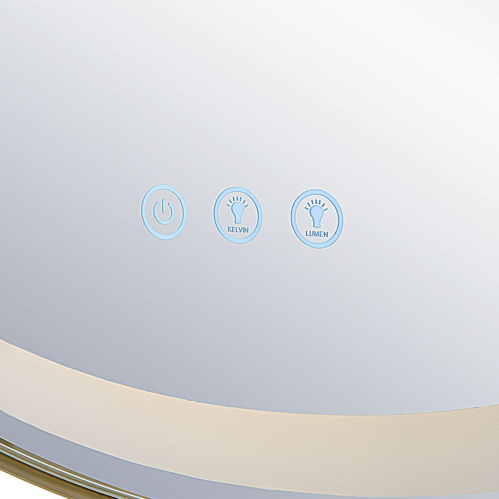 Crofton Lighted Round Mirror Brass