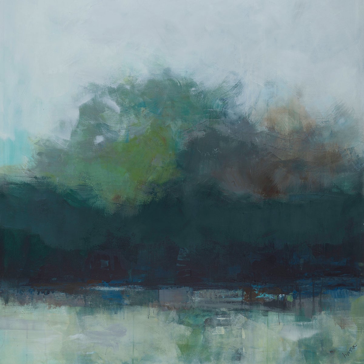 40x40 Evergreen Stillness Framed Wall Art (Frames: Black, Gold or Silver)