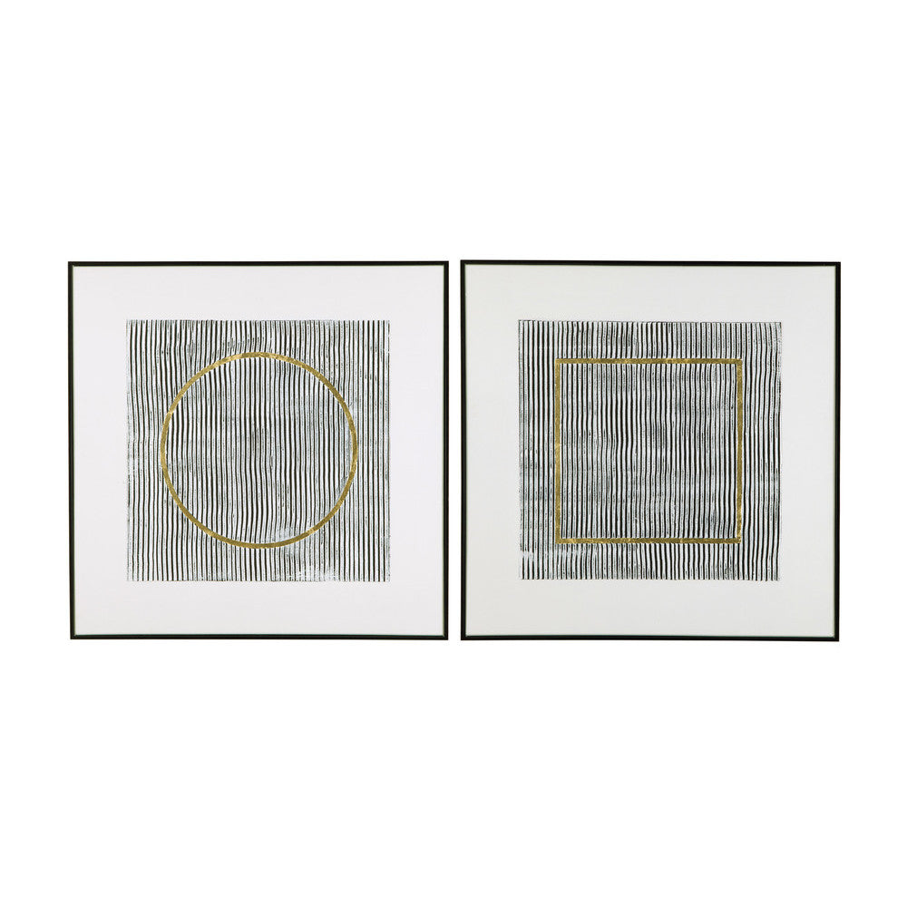 S/2 37x37 Graphite Framed Wall Art