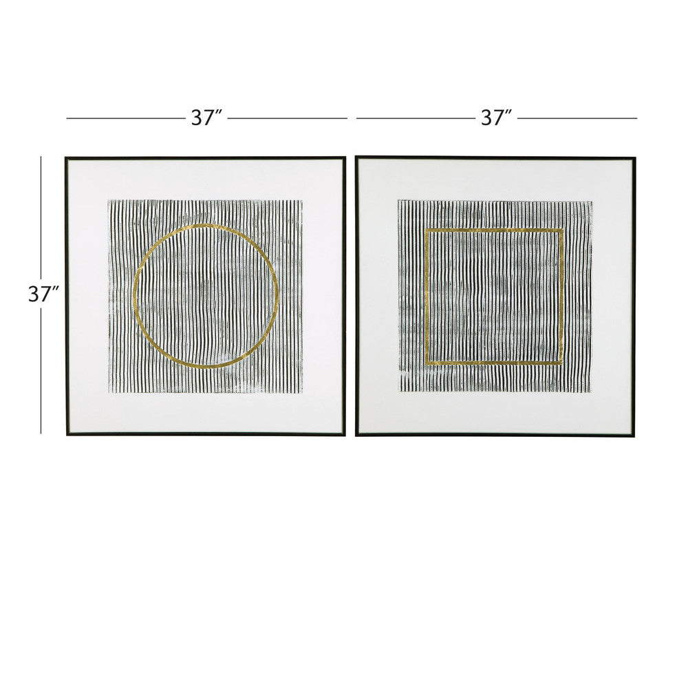 S/2 37x37 Graphite Framed Wall Art