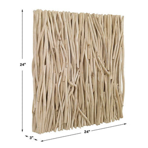 Gathered Teak Square Wood Wall Decor Bleached