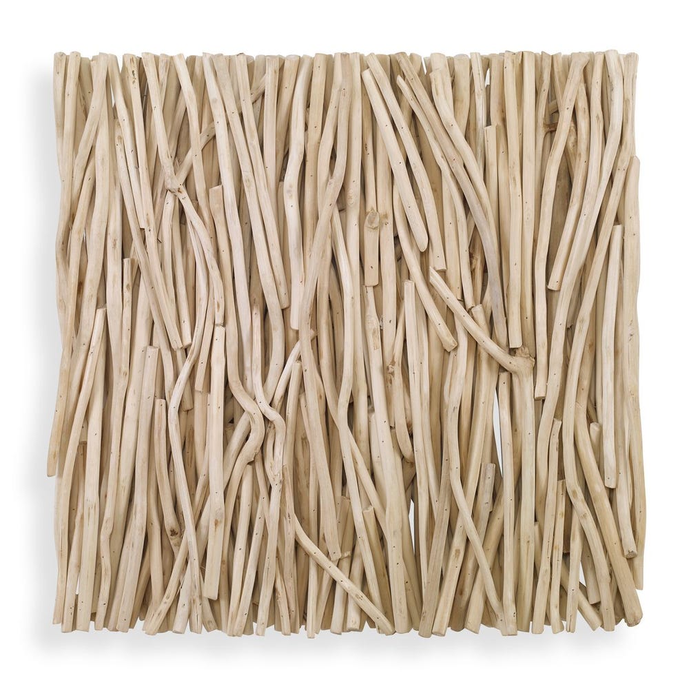 Gathered Teak Square Wood Wall Decor Bleached