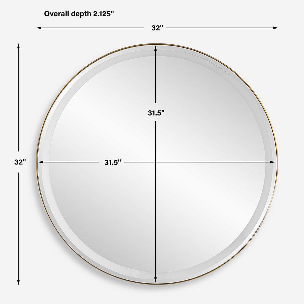 Crofton Lighted Round Mirror Brass