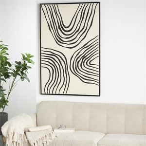 BLACK WOODEN ABSTRACT WAVY LINE  33" X 2" X 49"