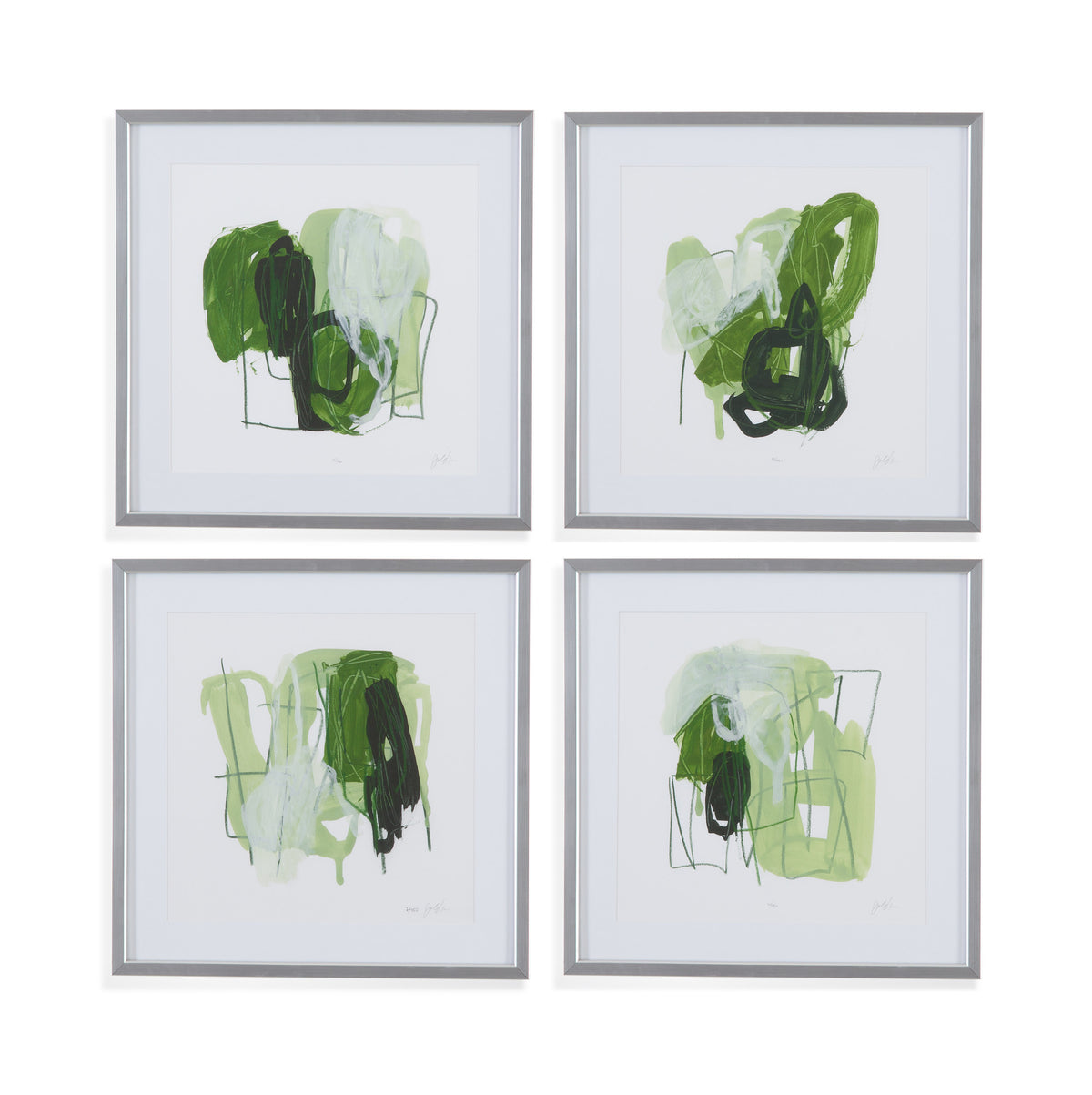 4 PC 19x19 Jade Schematic Framed Wall Art