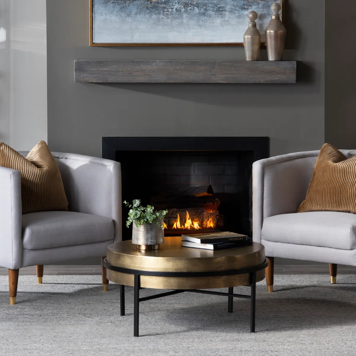 Hudson Textured Brass Cocktail Table