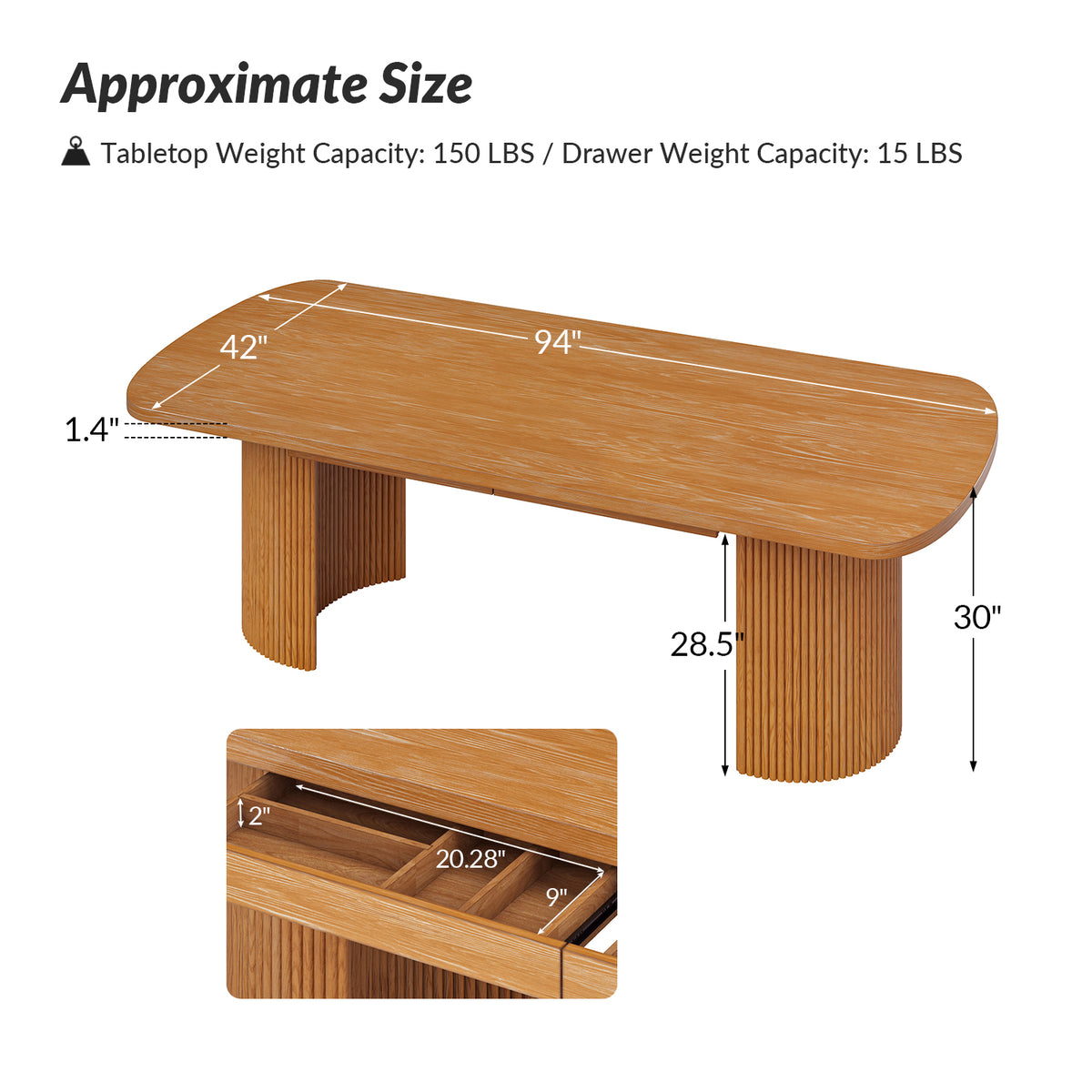 Plano 94&quot; Dining Table