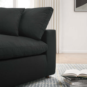 Commix 3 Piece Down Filled Overstuffed Sectional Sofa Set in Black