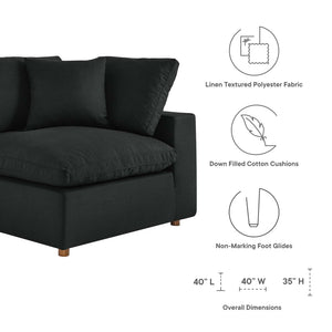Commix 3 Piece Down Filled Overstuffed Sectional Sofa Set in Black