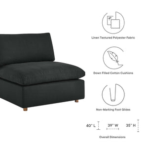 Commix 3 Piece Down Filled Overstuffed Sectional Sofa Set in Black