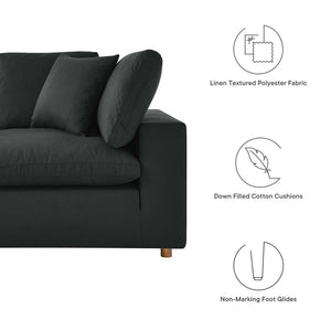 Commix 3 Piece Down Filled Overstuffed Sectional Sofa Set in Black