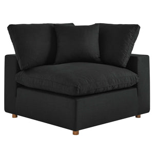 Commix 3 Piece Down Filled Overstuffed Sectional Sofa Set in Black