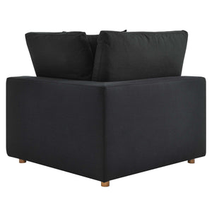 Commix 3 Piece Down Filled Overstuffed Sectional Sofa Set in Black